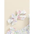 thumbnail image 6 of Suagox Baby Girls Floral Romper Dress Short Puff Sleeve Shirred Jumpsuit with Bow Headband for 0-18 Months Baby, 6 of 10