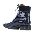 thumbnail image 3 of YDN Women Graceful Round Closed Toe Ankle Boots Suede Chunky Block Low Heels Lace Up Shorts Boots Office Winter Shoes Size 9 Navy Blue Patent, 3 of 4