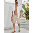 thumbnail image 3 of COOFANDY Men's Black Linen Shorts Casual Summer Beach Shorts Lightweight Cotton Flat Front Short 9 inch Inseam, 3 of 6