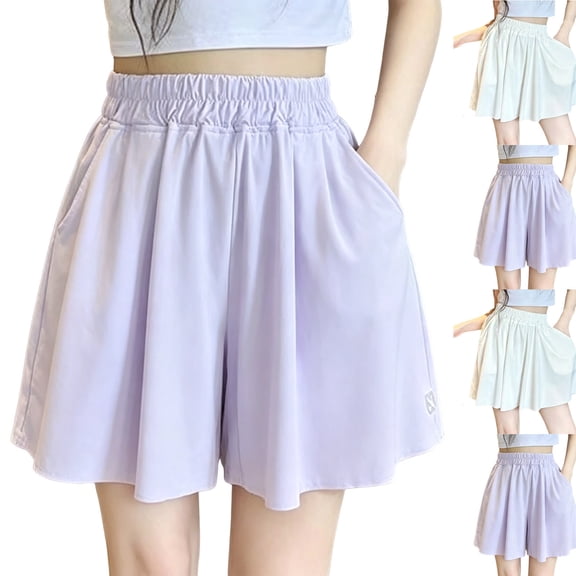 Tranfacy 5-16 Years Girls Solid Skort with Pockets Mid Length Summer Wear
