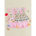 thumbnail image 3 of RUINIXCW Kids Toddler Baby Girl Back to School Outfit Kids Summer Kindergarten Outfits Little Girls First Day of School Outfit Pencil Apple Flying Sleeve Babydoll Shirt Tops and Bow Ruffle Shorts Set, 3 of 9