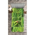 thumbnail image 3 of Ambesonne Nature Quilted Bedspread Set 2 Pcs, Ladybug over Fresh Grass, Twin Size, Green Red, 3 of 3