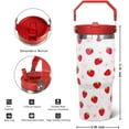 thumbnail image 2 of 30oz Strawberry Flip Tumbler With Handle Lid and Straw,Strawberry Floral Coffee Mug Cup Water Bottles,Strawberry Themed Gifts for Women，Strawberry Decor Stuff Accessories, 2 of 6