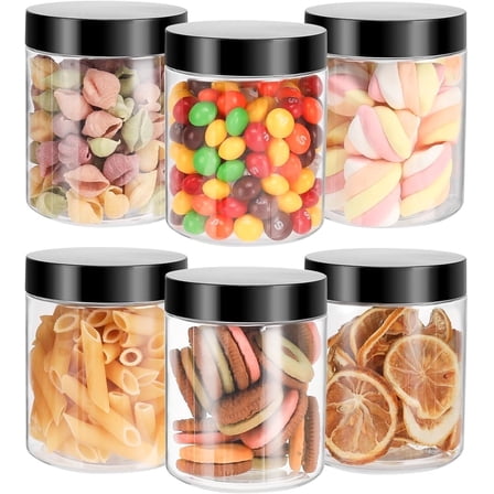6Pcs Moisture-proof Storage Jars with Sealed Lids,QZS Empty Plastic Containers,Round Refillable Food Jars Organizer,for Home Kitchen Snacks Peanut Honey and More 8oz