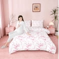 thumbnail image 5 of jejeloiu Cute Bowknot Bedding Comforter Set,Ribbon Bow Twin Comforter Sets,Pink White Bedding Set For Girls,Super Cozy Bedroom Decor Reversible,2 Pieces, 5 of 10
