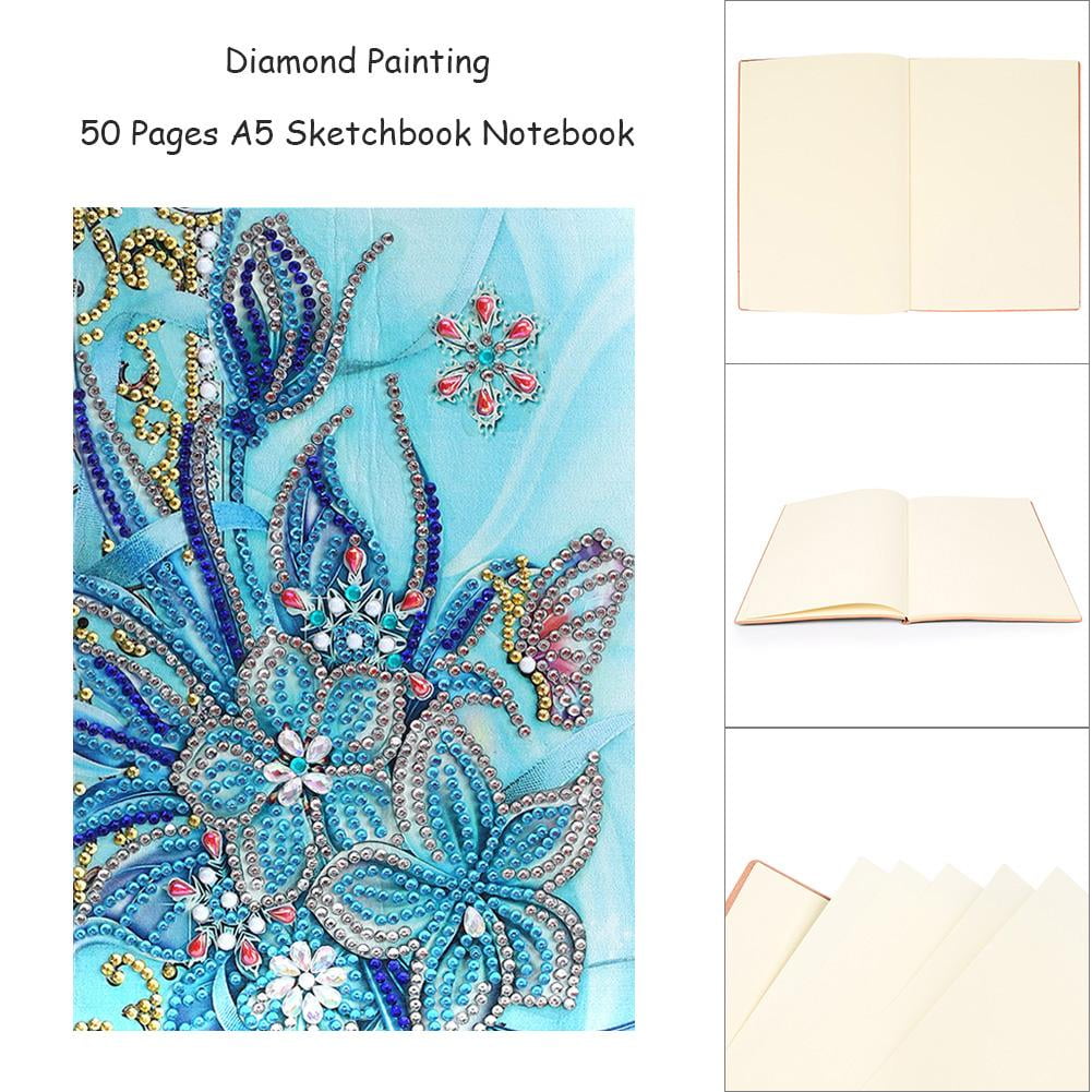 DIY Flower Special Shaped Diamond Painting 50 Pages A5 Sketchbook Notebook 