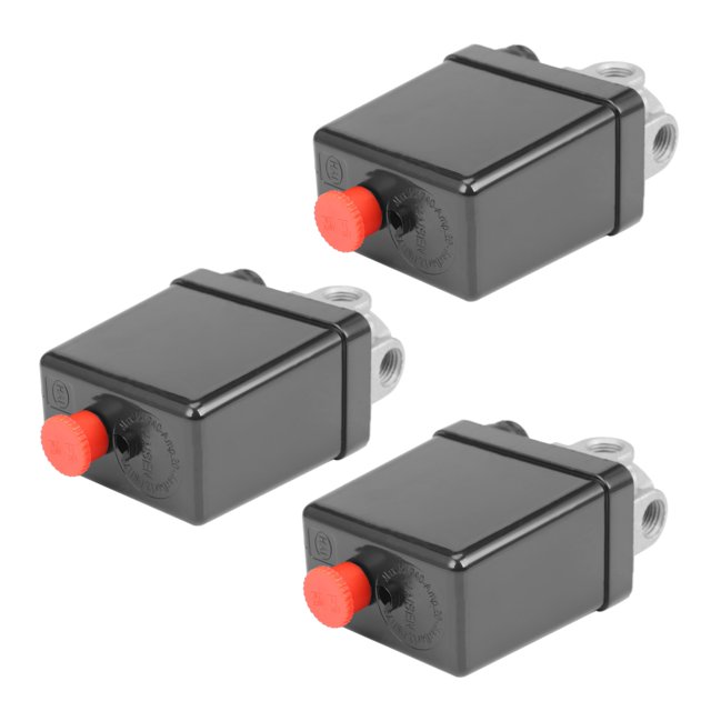 3X Interruptor de Presión del Compresor de Aire de Servicio Pesado Válvula de Control 90 PsI -120 PsI Negro
