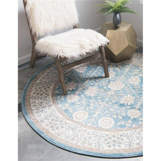 Unique Loom 3138333 4 x 4 Pi Gneis Sanzburg Tapis Rond&44; Bleu