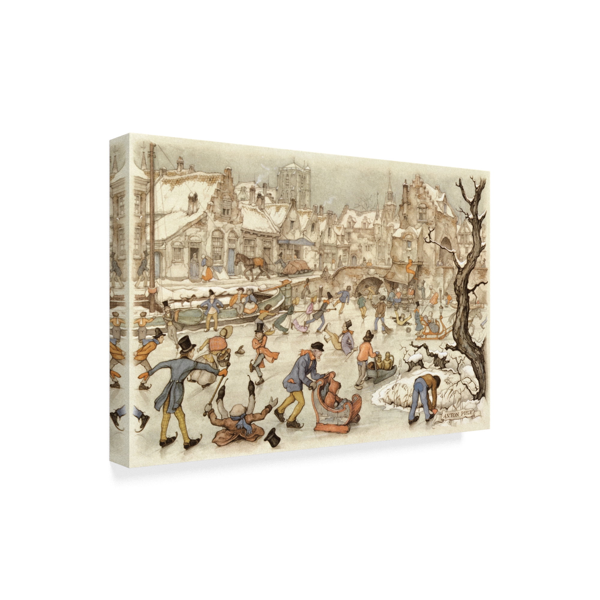 Trademark Fine Art 'Winter Town' Canvas Art by Anton Pieck