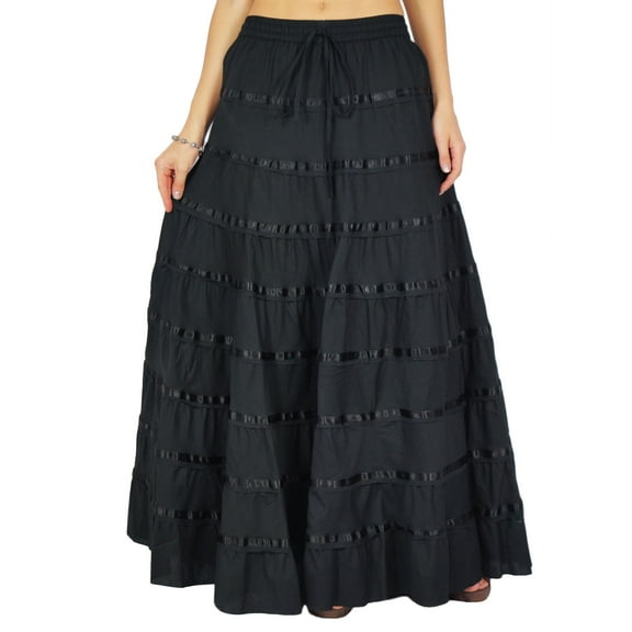 Phagun Women Cotton Long Skirt 9 Panel Full Circle Skirt Maxi Summer Clothing