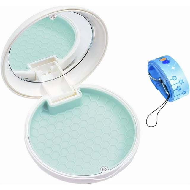 Étui de Retenue avec Miroir et Cordon, Support de Protection Nocturne, Boîte de Rangement pour Aligneurs avec Évents, Compatible avec Invisalign (Blanc Vert)