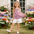 thumbnail image 6 of kpoplk Toddler Girl Clothes Summer Baby Girl Cute Sleeveless Tank Tops with Bow and Ruffled Shorts 2Pcs Outfits Set Size 12-18 Months,Purple, 6 of 8
