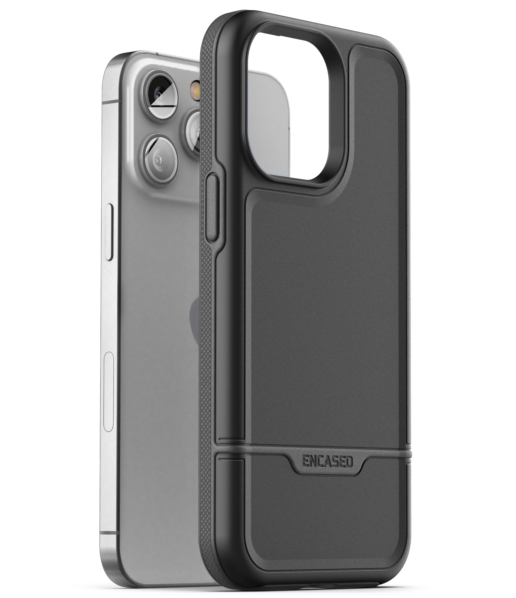 Encased Rebel Holster Designed for iPhone 14 PLUS Case with Belt Clip - Ultra Protective Heavy Duty Phone Case (Black)