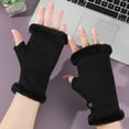 thumbnail image 3 of Windproof Gloves Winter Half Finger Gloves Plush Fabric Soft Warm Korean Style Windproof Cold proof Velvet Anti slip 1 Pair Women Winter, 3 of 5