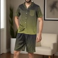 thumbnail image 2 of RYRJJ Mens Satin Silk Pajama Set Short Sleeve 2PCS Sleepwear Classic Button Down Loungewear Set Soft Pj Set with Pockets, 2 of 5