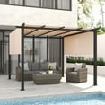 thumbnail image 2 of GAZEBETER 10'x10' Outdoor Flat Top Pergola,Retractable Metal Pergola with Sun Shade Canopy for Patio,Backyard,Garden,Barbecue,Party,Beige, 2 of 9
