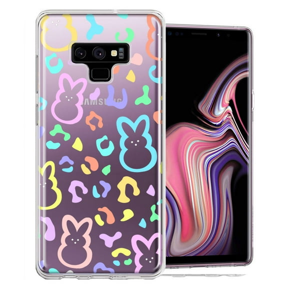 MUNDAZE for Samsung Galaxy Note 9 Leopard Easter Bunny Candy Colorful Rainbow Double Layer Phone Case Cover