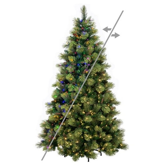 Vickerman 7.5 ft. x 62 in. Green Emerald Mixed Fir Artificial Pre-Lit Christmas Tree with 850 LED Color Changing - 5 mm