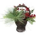 thumbnail image 4 of Northlight 15" Eucalyptus Pine and Berry Artificial Christmas Grapevine Basket, 4 of 5