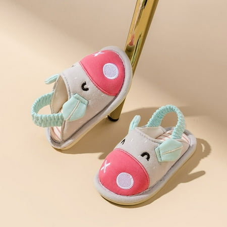 

TOWED22 Baby Dress Shoes Fashion Cute Autumn And Winter Girls Slippers Flat Bottom Round Toe Soft Warm And Comfortable Solid Pink