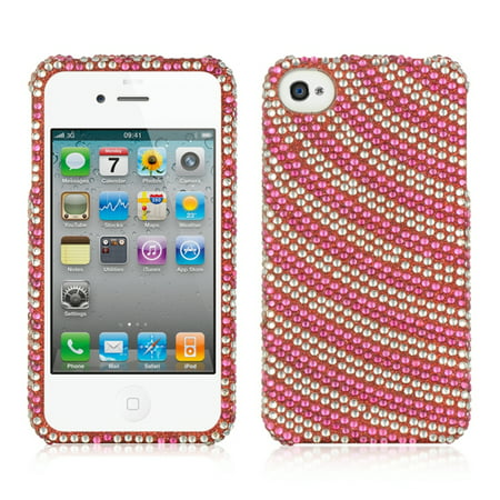 iPhone 4S Case, by Insten Rainbow Swirl Rhinestone Diamond Bling Hard Snap-in Case Cover For Apple iPhone (Best Way To Sell Iphone 4s)