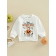thumbnail image 2 of Bagilaanoe Toddler Baby Girl Boy Halloween Sweatshirt Long Sleeve MINI Letter Cartoon Print Pullover 6M 12M 18M 24M 3T Fall Tops, 2 of 8