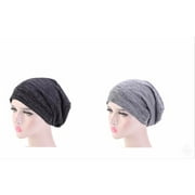 Pomberries Women's Satin Silk Lined Sleep Cap, Slouchy, Yoga Beanie, Hair Cover, Chemo Hat, Night Sleepwear, for Teens, Adults (Black, Grey *