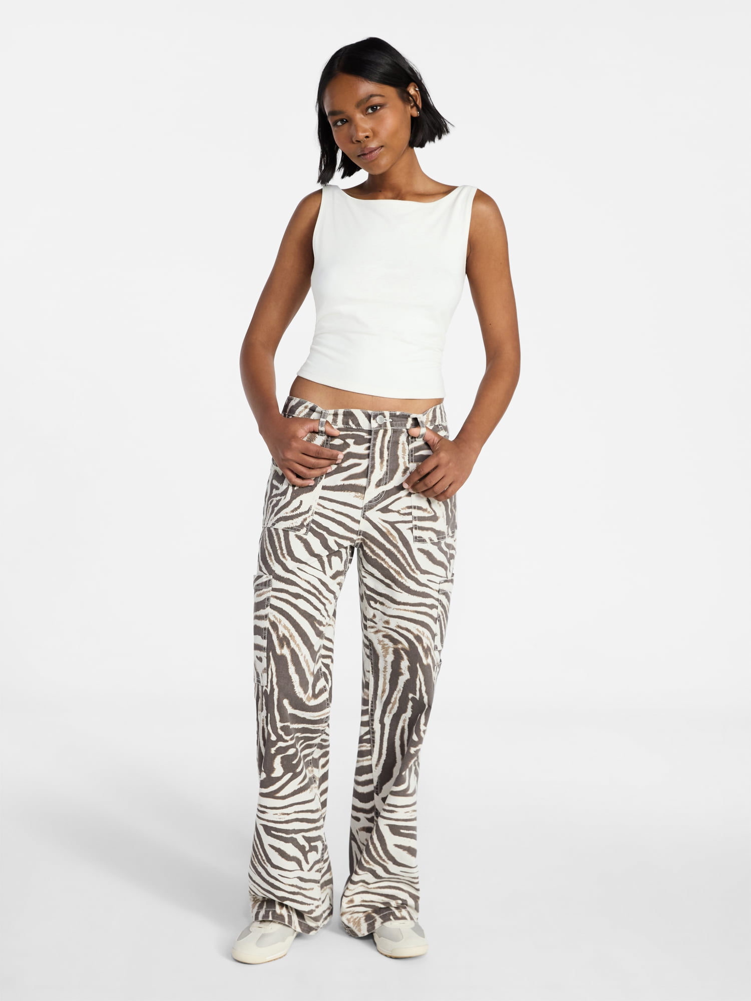 No Boundaries Wide Leg Cargo Pants, 33.5" Inseam, Women's and Women's Plus XXS-4X