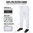 thumbnail image 4 of Exxact Sports Proline Full Length Baseball Pants Adult with Stripes, Relaxed Fit Open Bottom Men Baseball Pants (White/Sky Blue,A5XL), 4 of 7