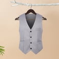 thumbnail image 3 of Skymirror Simple Solid Color Men Suit Vest Slim Fit V-neck Sleeveless Single Breasted Leisure Party Bar Banquet Dress Waistcoat Workwear, 3 of 8