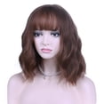 thumbnail image 3 of BERON Chocolate Brown Wig Short Curly Wavy Bob Wig With Bangs for Women Natural Looking Synthetic Heat Resistant Fiber Wig for Daily Party Use, 3 of 5