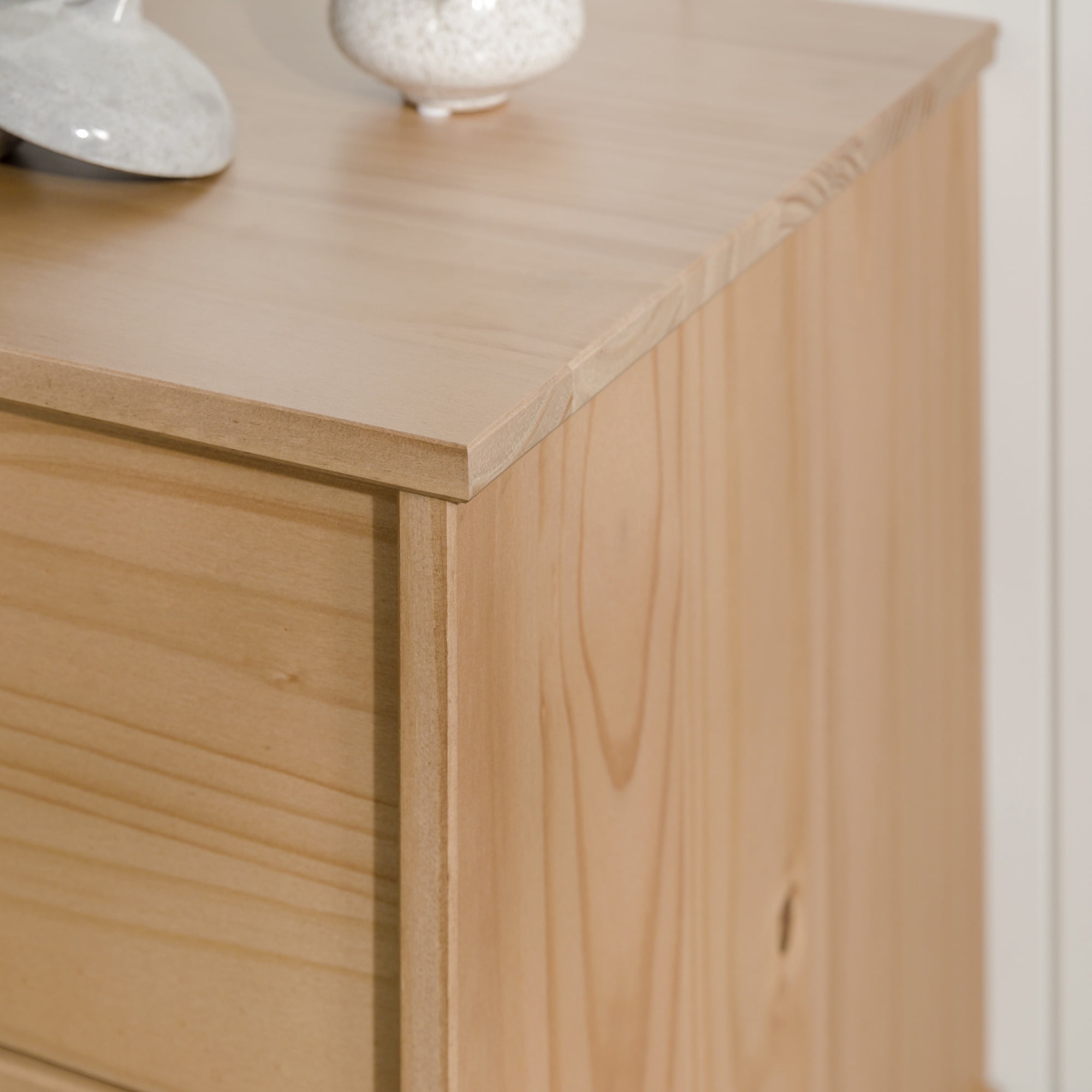 Walker Edison 22” Mid-Century Modern Groove Handle Solid Wood Nightstand, Natural Pine