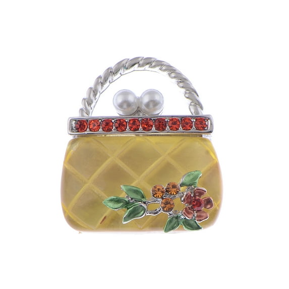 Women's Enamel Tiny Purse Clutch Novelty Rhinestone Crystal Pearl Charm Brooch Pin
