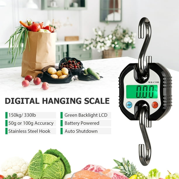 Digital Hanging Scale 150kg/ 330lb Portable Crane Scale LCD