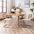 thumbnail image 6 of Zesthouse Rattan Dining Chairs Set of 4, Boucle Upholstered Dining Room Chairs with Chrome Legs and Cane Back, Mid-Century Modern Side Chairs for Kitchen, White, 6 of 13