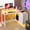 Pink, variant on 43" L-Shaped Desk with Power Outlets & LED Lights, Computer Desk with Drawers & Shelves, Corner Desk Gaming Desk Home Office Desk