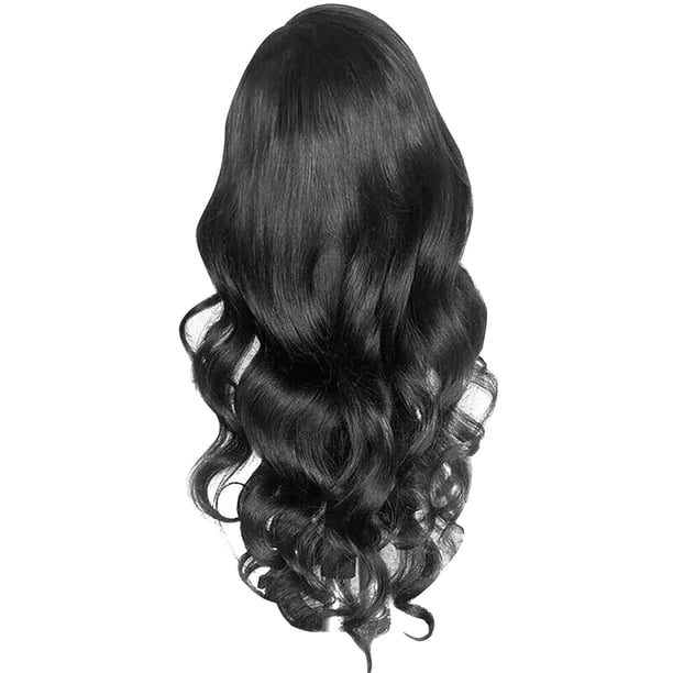 Pelucas Pequeñas de Cabello Rizado para Mujeres Africanas, 90% Fibra Térmica+10% Cabello Humano, Frente de Encaje, Alisar/Doblar, Boda/Fiesta/Estilismo Diario