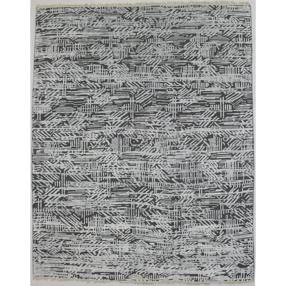 Transitional Dark Grey Art Deco 8X10 Wool Oriental Area Rug Indoor Carpet