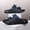Dark Blue, variant on Men's Retro Faux Leather Double Strap Platform Slide Sandals