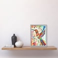 thumbnail image 2 of Hummingbird With Multicolour Pattern Feathers Folk Art Watercolour Painting Artwork Framed Wall Art Print A4, 2 of 4
