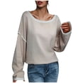 thumbnail image 1 of Pompotops Mode Femmes Col Rond Pull Manteau Top Pulls pour les Femmes en Vrac Manteau Manches Longues, 1 of 7