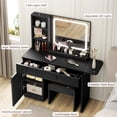 thumbnail image 4 of BeesClover Vanity Desk with Mirror & Light, Makeup Vanity Table with Charging Station, Large Storage Cabinet & 2 Drawers & 3 Open Shelves, 3 Lighting Modes Adjustable Brightness, Bedroom Dressing, 4 of 6
