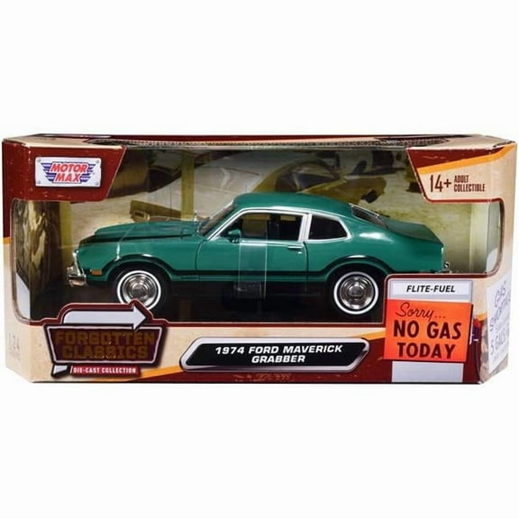 Green with Black Stripes Forgotten Classics Series 1 by 24 Scale Diecast Model Car for 1974 Ford Maverick Grabber
