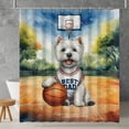thumbnail image 2 of Happy Father's Day West Highland White Terrier Playing Basketball with Best Dad Jersey Shower Curtain Westie Westy Dog Lover Waterproof Bathroom Bathtub Curtain - 13006, 2 of 5