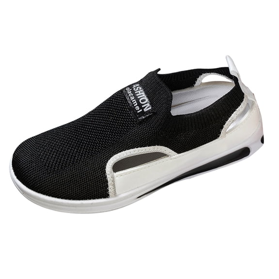 Women's Hollow Out Slip on Sneakers Summer Breathable Platform Tennis Shoes Lightweight Soft Sole Mesh Walking Loafers Black Size 8.5