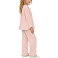 thumbnail image 6 of Cethrio Girls Cotton Pajama Sets Size 10-12, 2 Piece Soft Casual Long Sleeve Kids' Summer Sleepwear Pink Size 10-12, 6 of 6