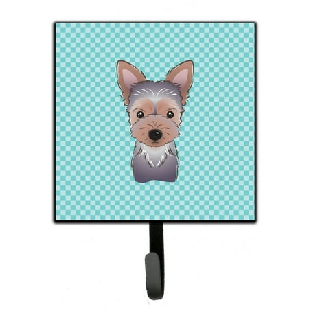 

Carolines Treasures BB1170SH4 Checkerboard Blue Yorkie Puppy Leash or Key Holder 7Hx4.25W multicolor