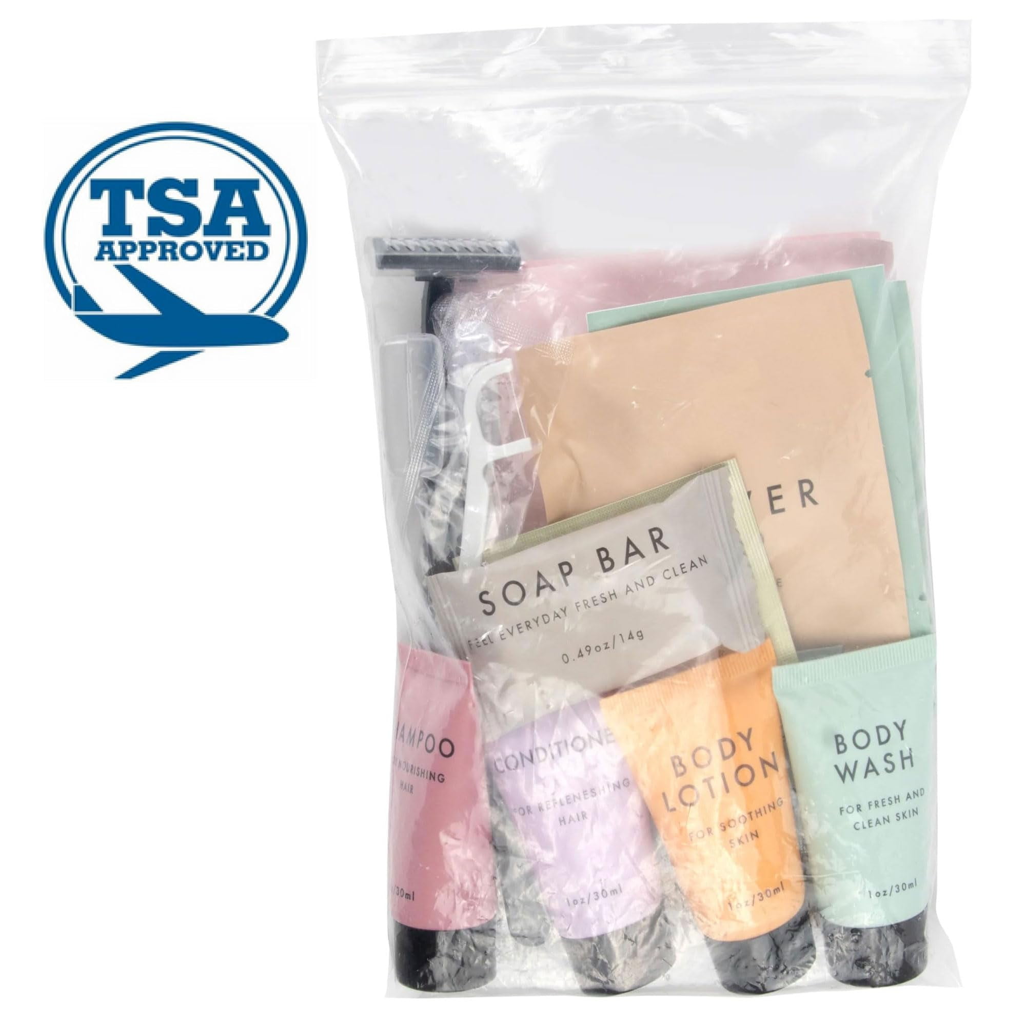 50 pack Trail maker 25 Piece Feminine Hygiene Travel Size Toiletry Kits Containing Shampoo, Conditioner & More!