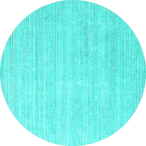 Ahgly Company Indoor Round Solid Turquoise Blue Modern Area Rugs, 4' Round