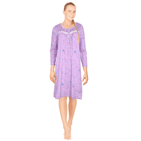 

JEFFRICO Womens Long Sleeve Nightgowns Sleepwear Soft Pajama Dress Nightshirts Plus Size